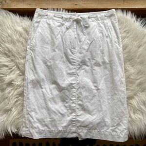 Talbots White Linen Blend Tie Waist Pencil Skirt 4
